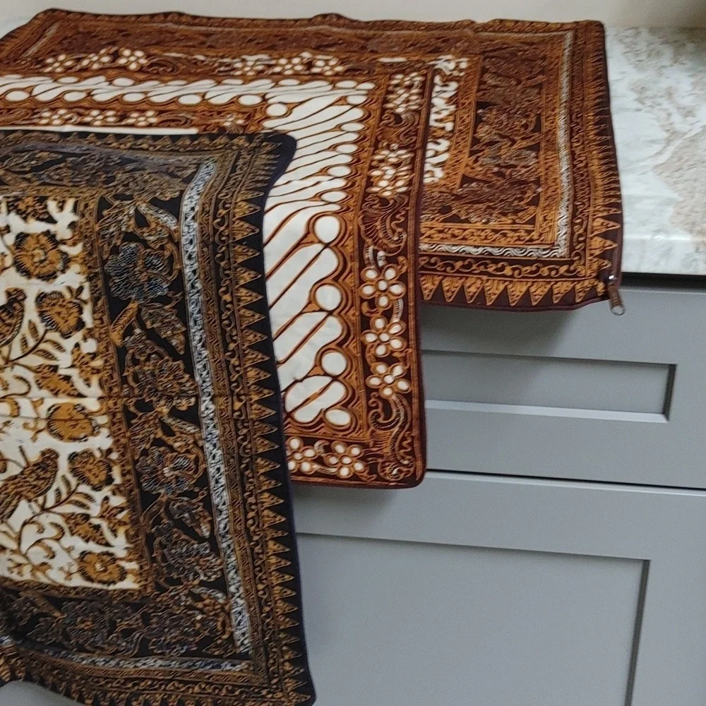 Brown & Tan Batik Pillow Cover 25.5x24.5